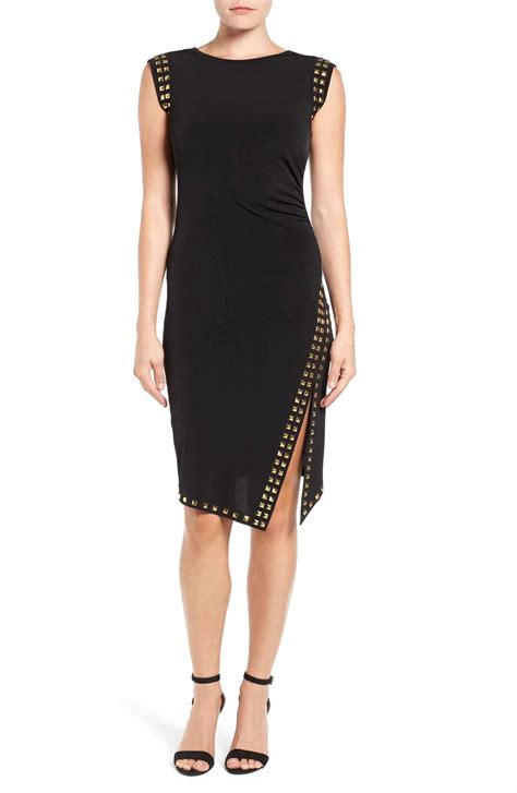 michael kors black dress with gold studs